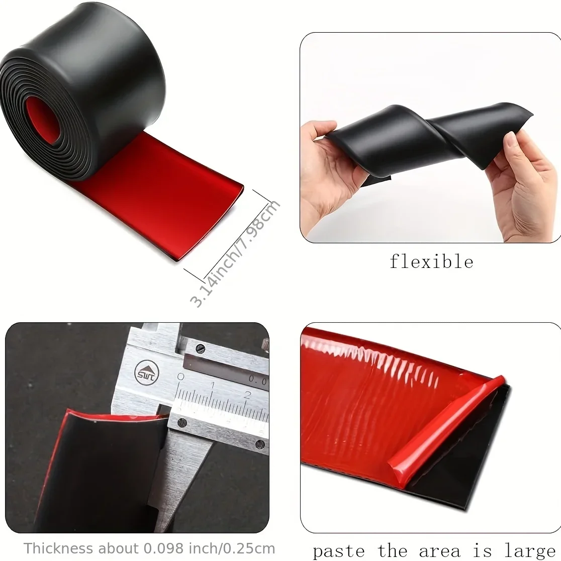 Universal rubber scratch resistant side skirt edge guard accessory: protects the bumper of the car from scratches and damage!