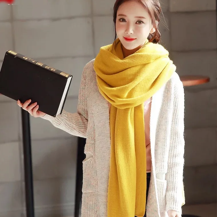 

2024 Scarf Women Autumn Korean Popular Solid Color Imitation Cashmere Knitted Woolen Neck Scarf Versatile Couples Commuting YC38