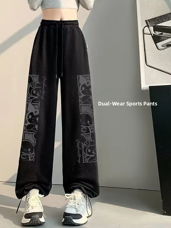 Spodnie damskie plus size z szerokimi nogawkami, luźne, sportowe, długie spodnie na wiosnę i jesień 2026, nowe, bardzo duże rozmiary, spodnie codzienne.
