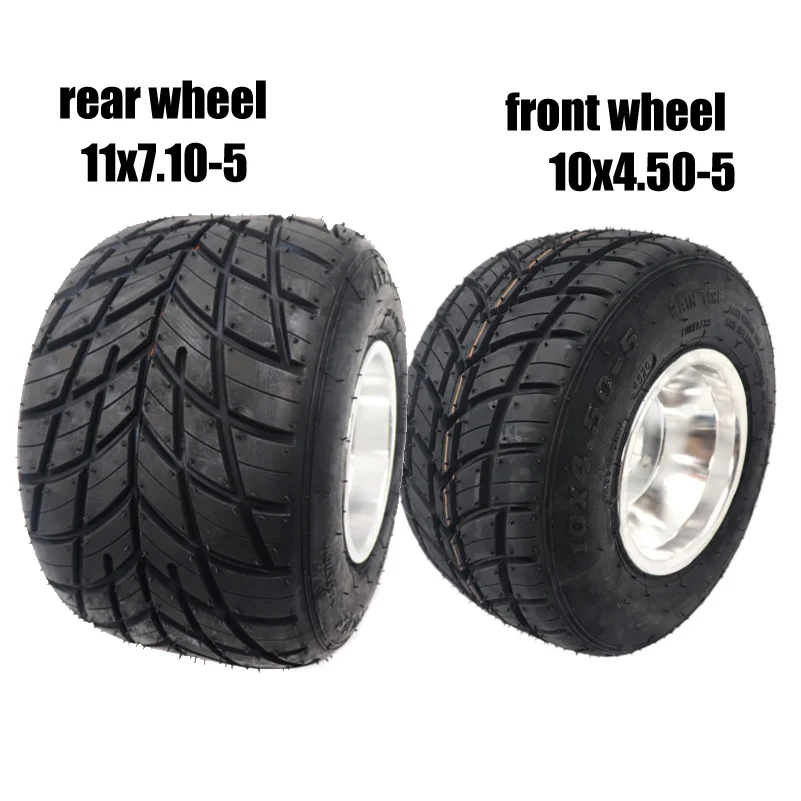 10x4.50-5 11x7.10-5 Inch Rain Tubeless Tires with Aluminum Wheels for Go Kart Front and Rear Wheel Drift Go Kart Accessories.