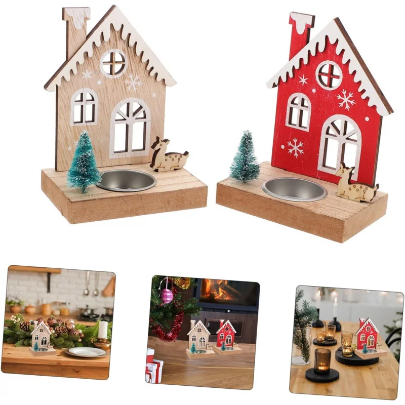 Kreative Kerzenhalter aus Holz für die Weihnachtstischdekoration, einzigartiger Festival-Kerzenständer, schöner Herzstück für die Inneneinrichtung