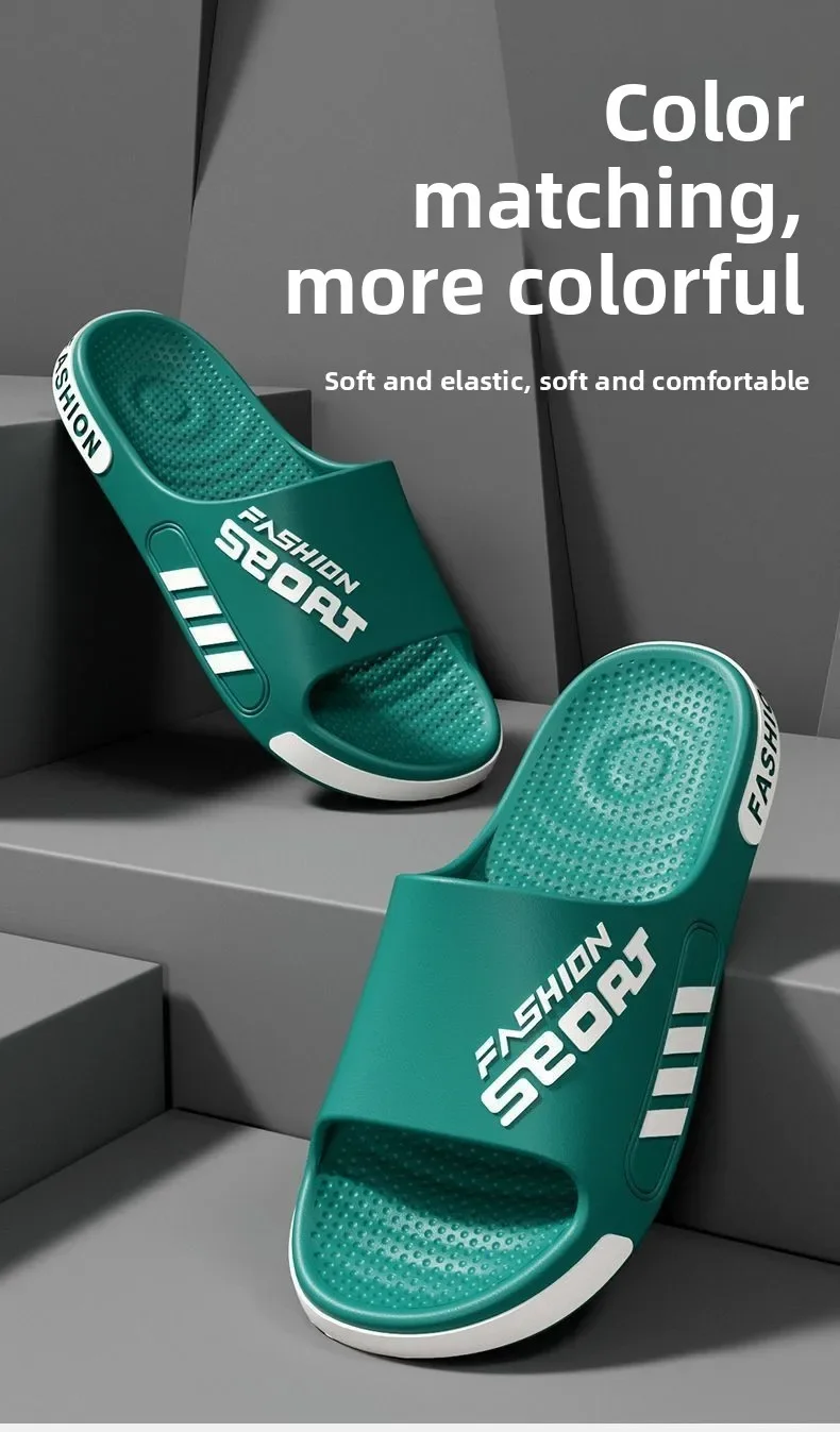 Dicke Sohle Rutschfeste Sport-Slides für Herren Sommer EVA Sandalen Hausschuhe Modische Freizeitpantoffeln für Draußen – Detail 1