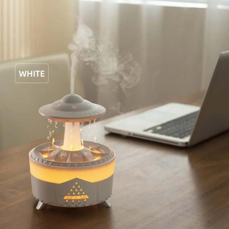 ミニ-usb-デスクトップ加湿器キノコの形をした雨滴を模倣するアロマディフューザーカラフルなライトリモコン