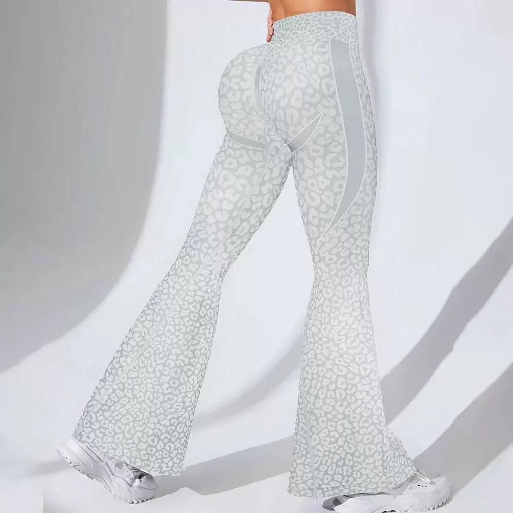 النساء ليوبارد متوهج طماق عالية الخصر الصالة الرياضية اللياقة البدنية تجريب بناطيل كاجوال اليوغا السراويل Scrunch التدريب الرياضي الجوارب #4