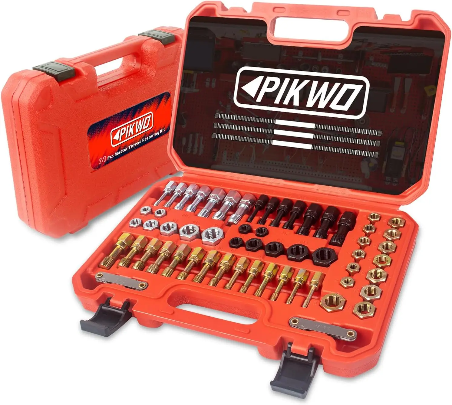 

Набор для ремонта резьбонарез, 61 шт., инструмент для ремонта резьбы, UNC UNF и набор для восстановления метрической резьбы с манометром шага резьбы