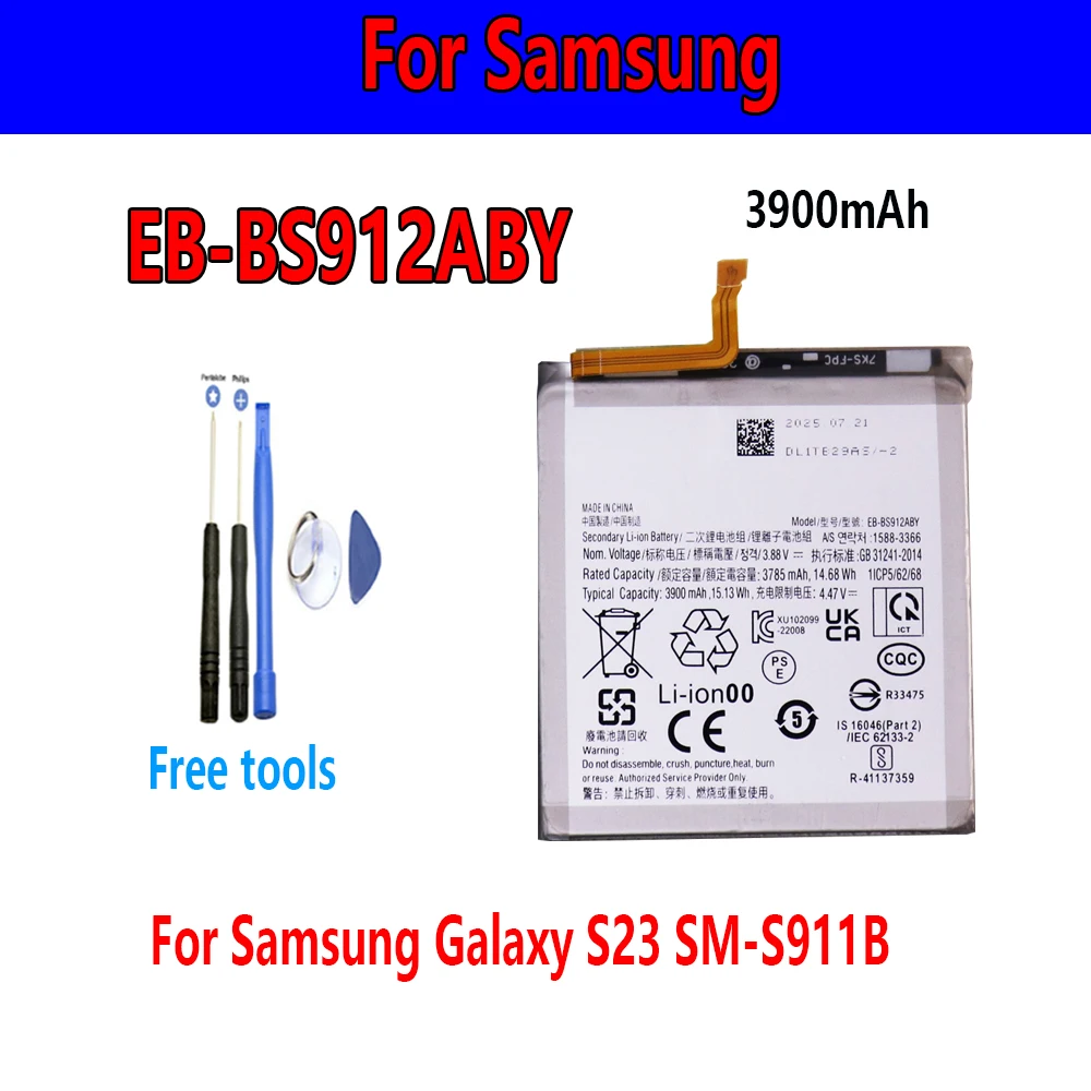 original battery ISUNOO 3900mAh EB-BS912A Battery for SamsungGalaxy S23 SM-S911B  Replacement Battery +Tools