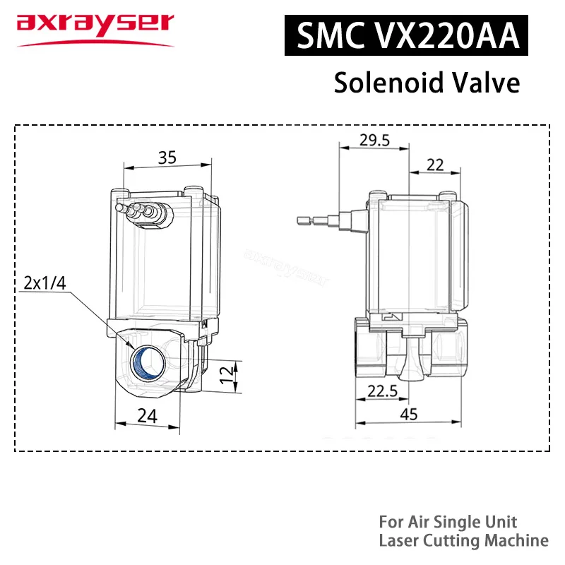 Imagem -03 - Original Smc Vx220aa Válvula de Solenóide 24v 220v Bsp Direto Way Post para Peças da Máquina de Corte do Laser da Fibra da Única Unidade ar