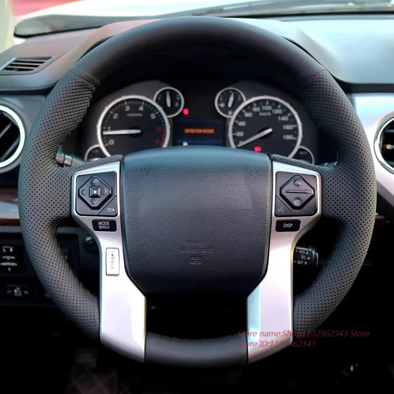 

Сшитый вручную нескользящий дышащий прочный кожаный чехол на руль из наппа для Toyota Tundra Prado, аксессуары для салона автомобиля