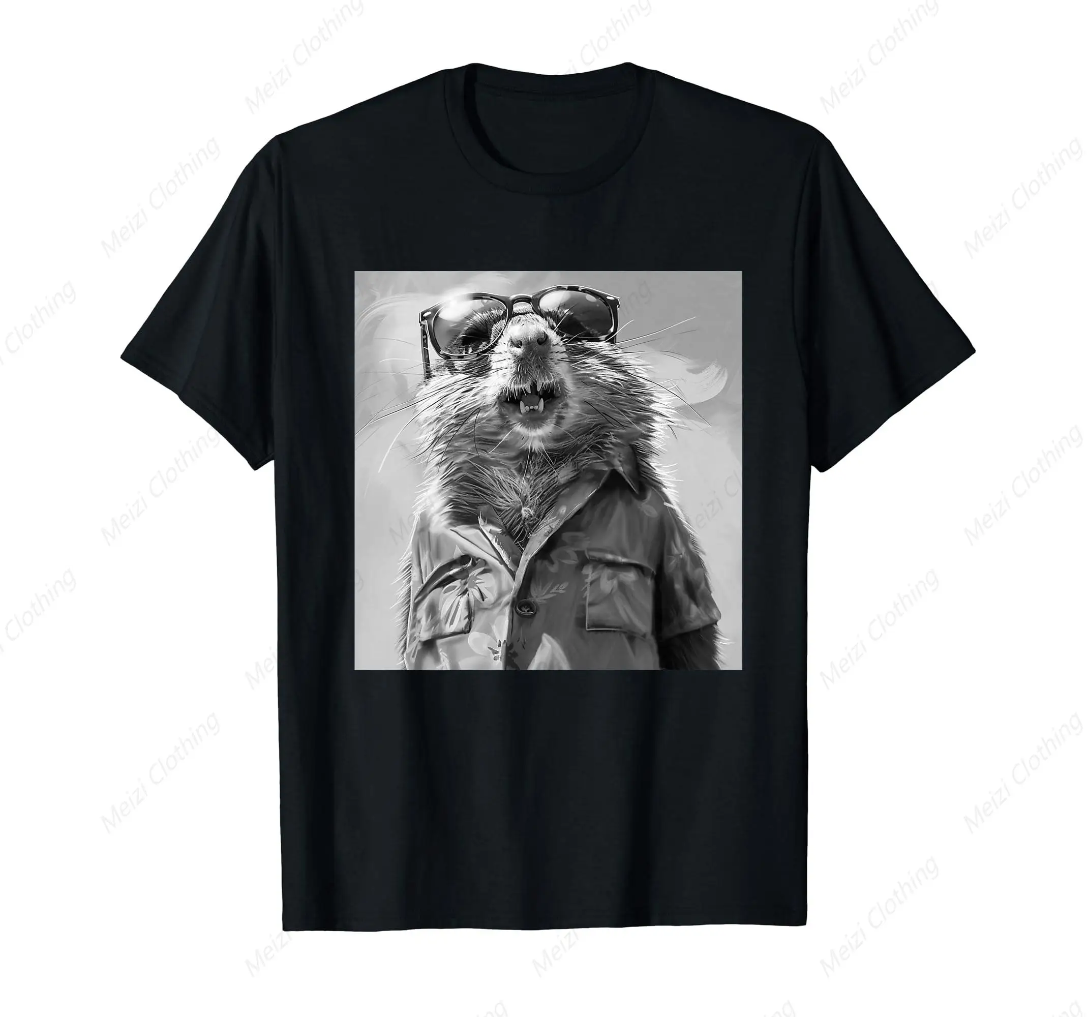 

Sunglasses groundhog enthusiasts cool men's clothing cotton gift short sleeved fashion unisex T-shirt