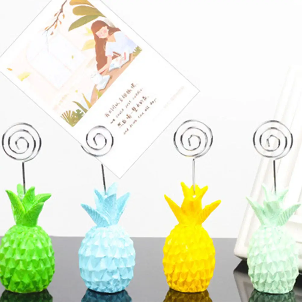 1Pcs Metal Memo Holder Pineapple Yellow Stable Desktop Card Clip Table Number Photo Wire Holder Wedding Birthday Party Supplies
