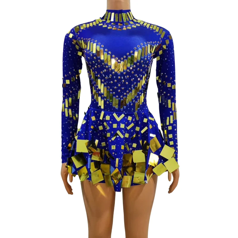 

Sequins Mini Dress Women Dance Group Shiny Mirror Stage Performance Green Blue Nightclub Bar Singer Dancer Sexy Dance Costume