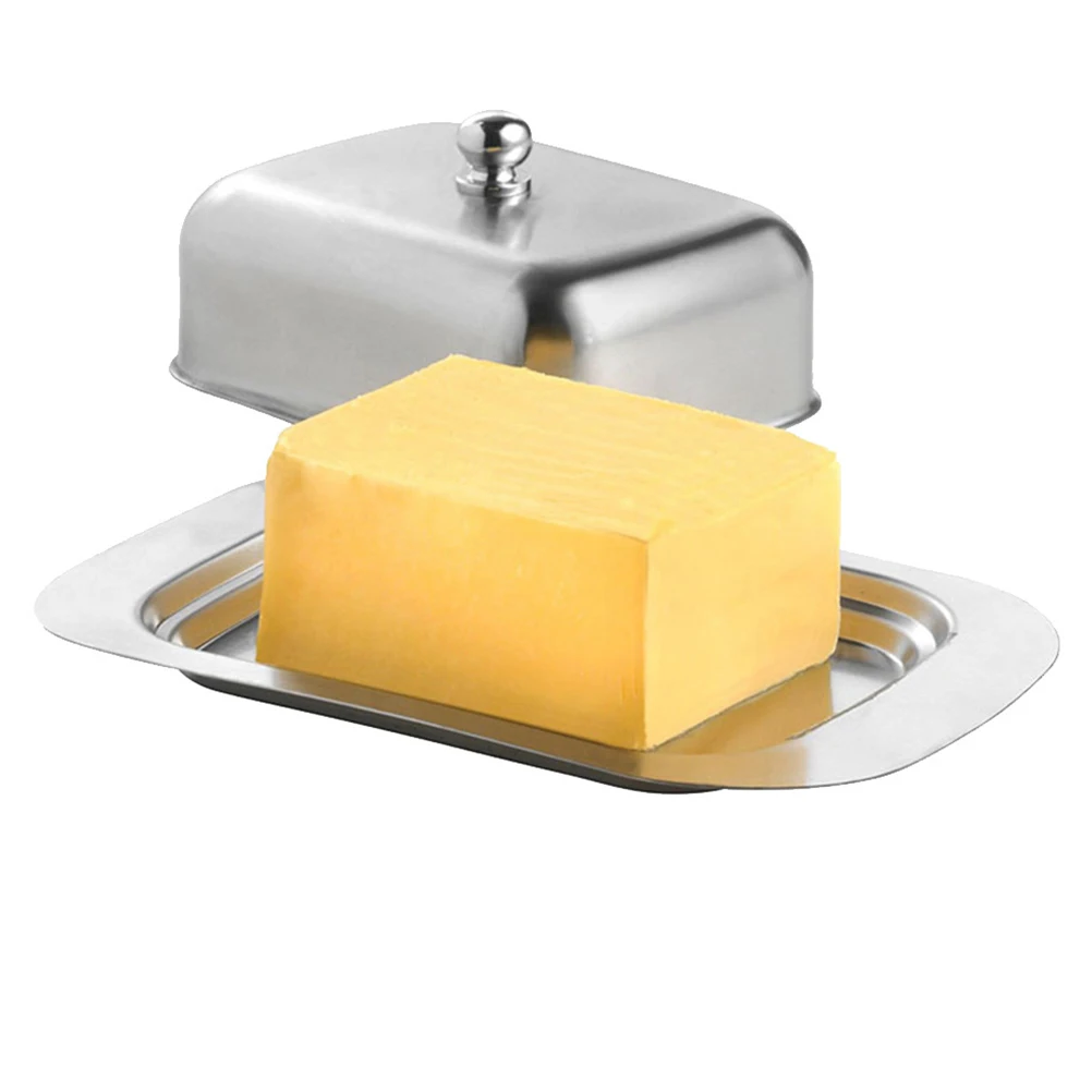 

Stainless Steel Box Airtight Dustproof Mothproof Easy Clean Household Dish Storage Fresh Keep Butter Holder Convenient