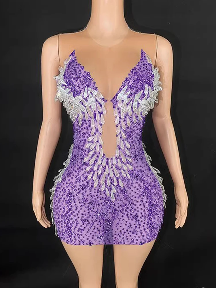 High Quality Rhinestone Color Blocked Elastic Dress 2025 New Fashion Custom Women'S Clothing