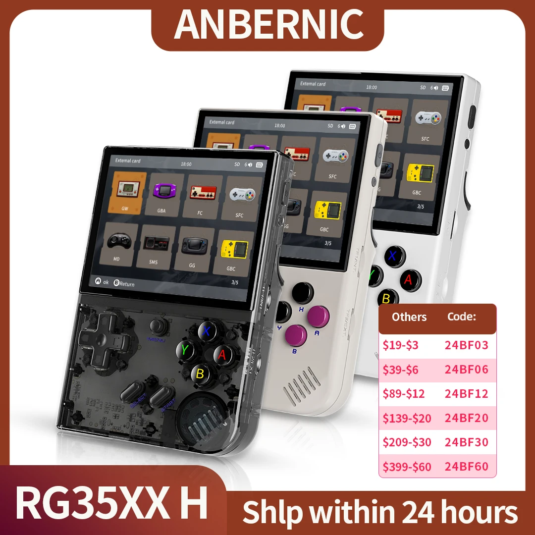 ANBERNIC RG35XX Plus Retro Handheld Game Player Console 5000+ Classic Games Support Wireless/Wired Controlle HD-MI TV Output