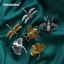 Retro Furniture Handle Antique Gold Silver Handles for Cabinets and Drawers Zinc Alloy Drawer Pulls Bee Leaf Wardrobe Pulls