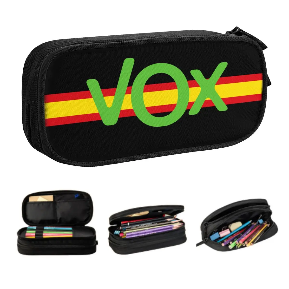 Custom Cute Espana Vox Logo Pencil Cases for Girls Boys Spain Political Party Spanish Large Capacity Pen Bag Box School Supplies