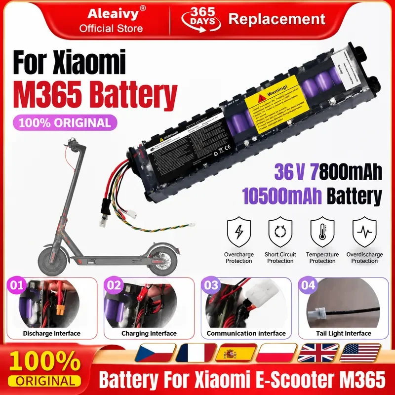 New 36V 10.5Ah Battery for Xiaomi M365 Pro 1S Replacement Battery Pack with BMS and Charger 30km Range Electric Scooter