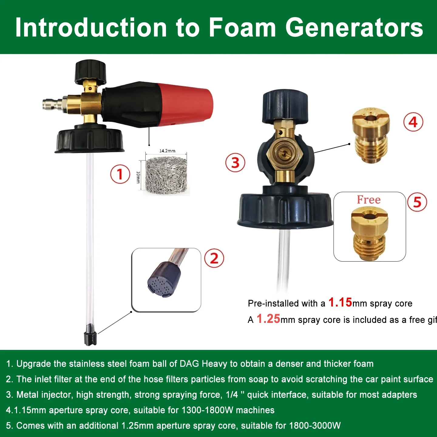مجموعة أدوات رغوة الثلج المتوافقة مع كارشر - مسدس مياه عالي الضغط + فوهات متعددة موصل سريع لغسيل السيارات #4