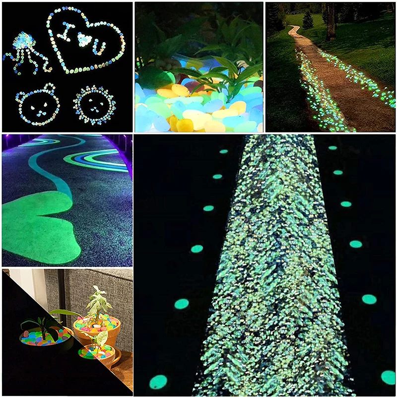 100/500/1000pcs Luminous Stones Aquarium Sand Gravel Glow In Dark Fish Tank Outdoor Garden Light Stones Solar Plants Pots Decor