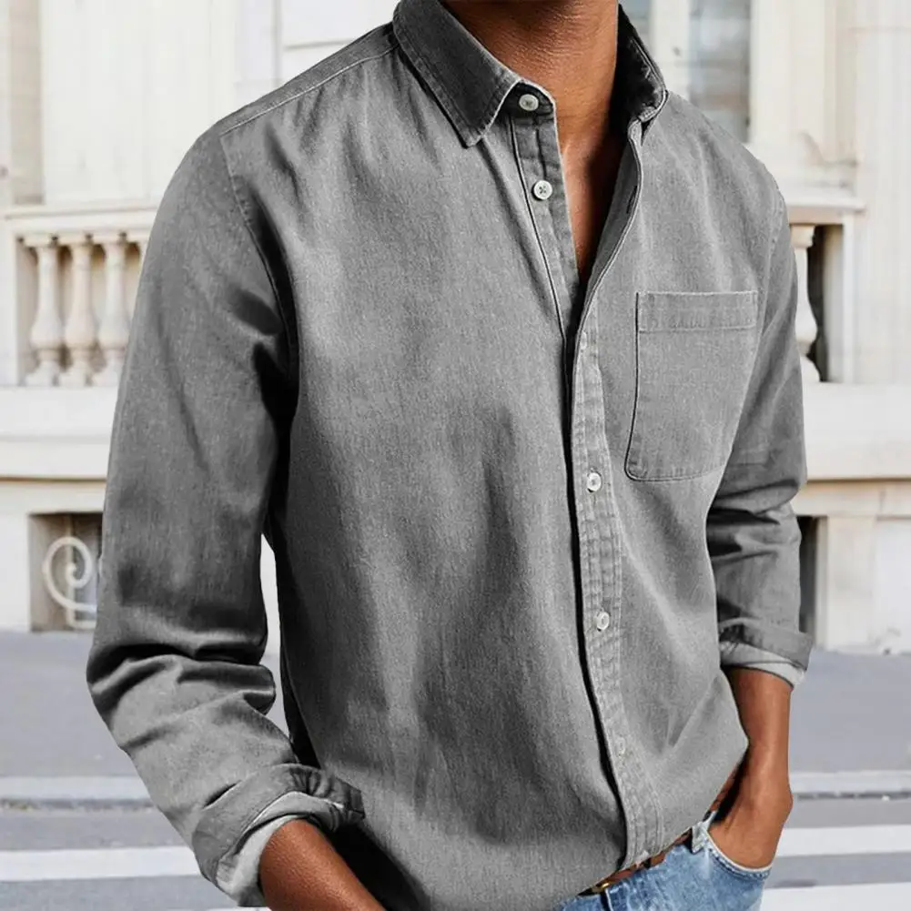 

2025 Men's Shirt Solid Color Shirt Business Office Large Size 3xl Loose Style Fashion Solid Color Loose Cardigan Casual Shirt