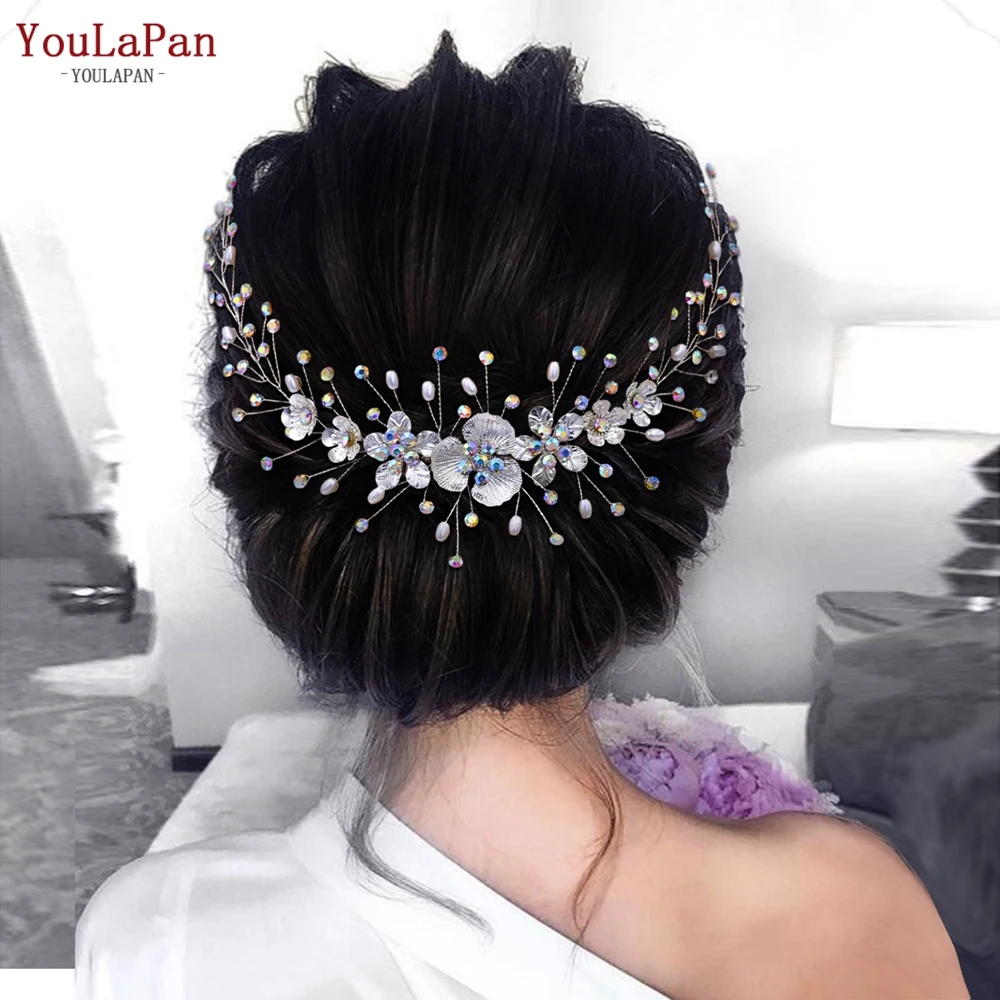 

YouLaPan Свадебная расческа для волос с цветами из сплава, свадебное украшение для волос ручной работы, свадебные головные уборы, банкетные аксессуары HP567