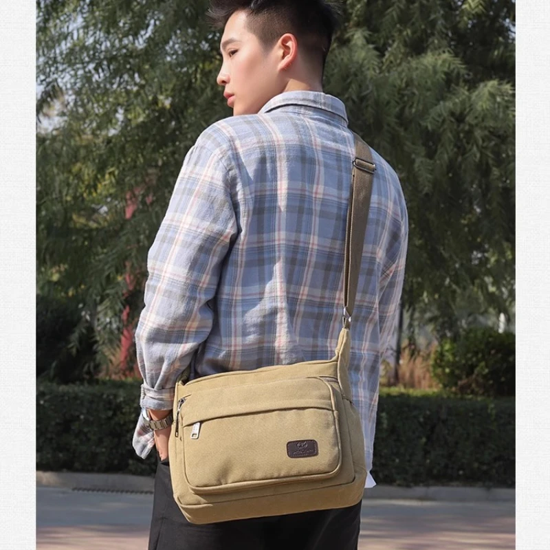 حقيبة كتف قماشية جديدة للرجال ذات سعة كبيرة ومتعددة الوظائف #2