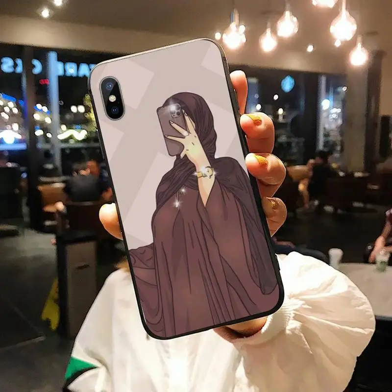 Muslimische arabische Hijab Mädchen Kunst Telefon Fall für iPhone 11 13 12 14 x xs xr pro max Mini plus Jungen Mädchen Abdeckung