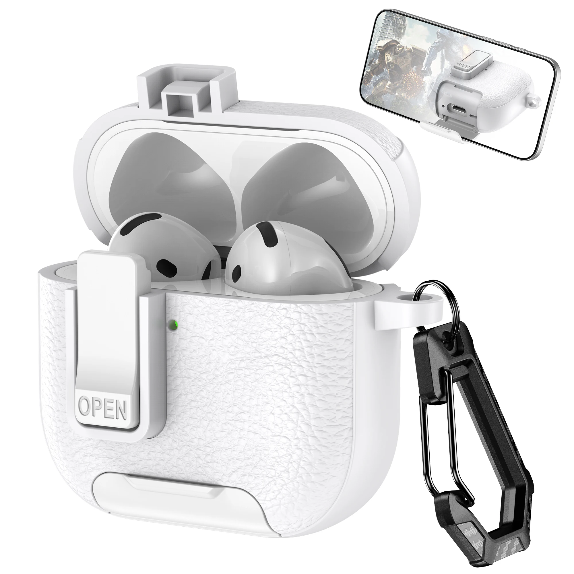 2026 Hülle für AirPods 5 4 mit Sicherheitsverschluss, Leder-Handyhülle, Cortex-Kopfhörerschutzhülle für AirPods 5, kabelloses Ladeetui – Detail 15