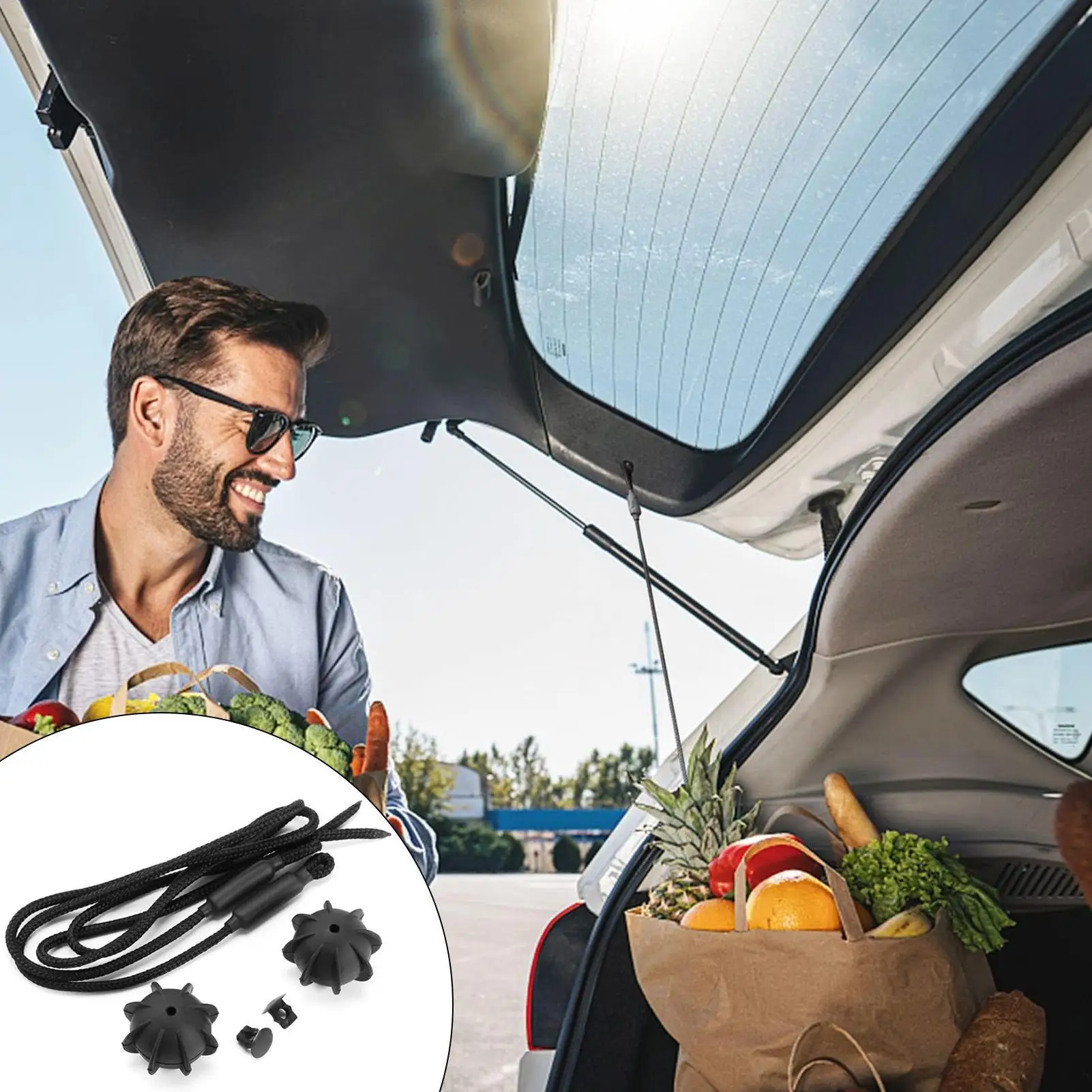 Universal Car Rear Shelf Straps Ball Holding Cord Vehicle Tailgate Lanyard Trunk Storage Package Tray Lid Rope Nylon Sling