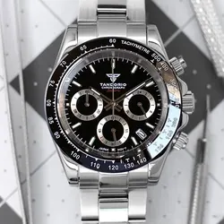 Tandorio New Luxury Dress 39mm Sapphire Multi Functional Japan VK63 Watch Chronograph Tachymeter Bezel VK63 Men Quartz Watch