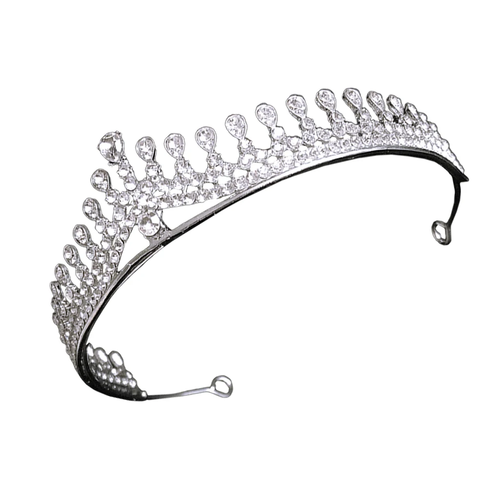 

Crown Headb Rhinestones Bride Wedding Tiara Prop Silver Girl Headdress Banquet Party Accessories Elegant Decor