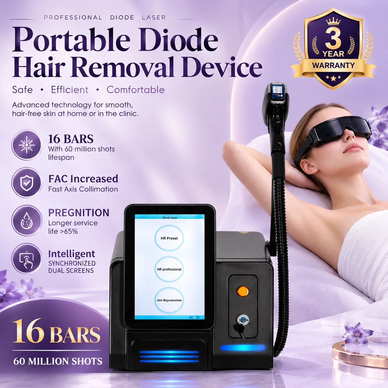 16Bars 7000W 6 Wavelength FAC Diode Laser Hair Removal Device Semiconductor Water Cooling Air Cooling 808nm Machine