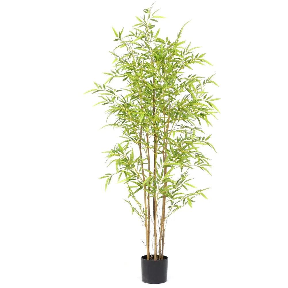 Artificial Bamboo Tree, Artificial Bamboo Tree with Real Trunk and Lifelike Leaves, Faux Bamboo Plants for Home Decor Indoor