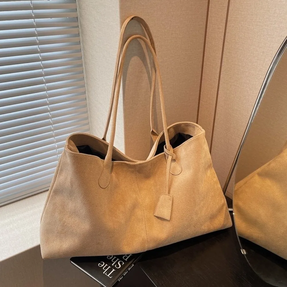 

Shoulder Pouch Suede Shoulder Bag Storage Suede Bucket Bag Suede Handbag All-match Large Capacity Underarm Tote Bag Office