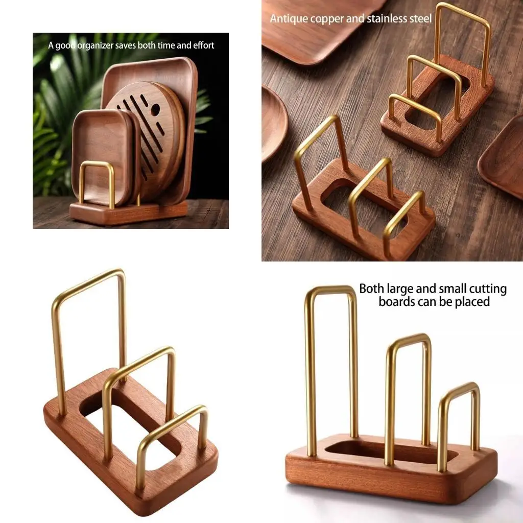 

QX2E Компактная деревянная кухонная стойка с крышкой, органайзер, подставка для хранения тарелок, сковородок, разделочных досок,
