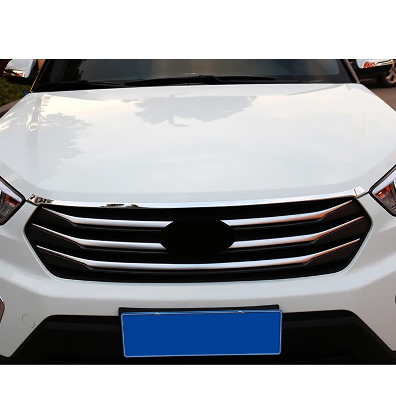 For Hyundai Ix25 Creta 2016-19 Accessories Grille Front Racing Grille Cover Trim Exterior Decoration Stainless Steel Grille Trim