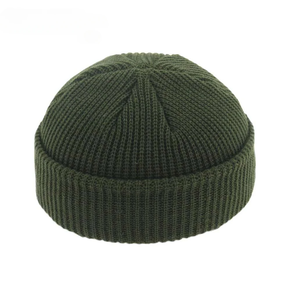 Nowa moda męska czapka zimowa czapka z dzianiny chłopiec czapka marynarska mankiety retro granatowa krótka czapka jednolity kolor unisex jesienna ciepła czapka