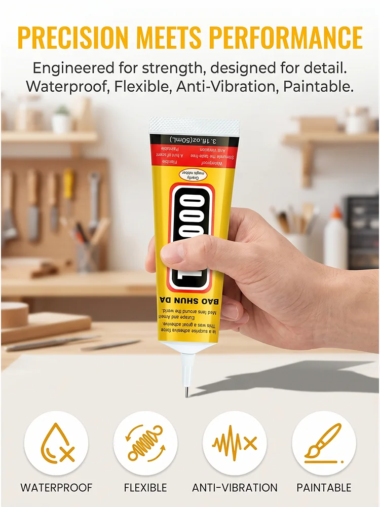 T8000 110 Ml, Multi-Purpose Transparent Adhesive, Flexible and Waterproof, for Repairing Mobile Phone Screen Frames, Jewelry, Rhinestones, Diy, Metal, Glass, Plastic and Ceramics