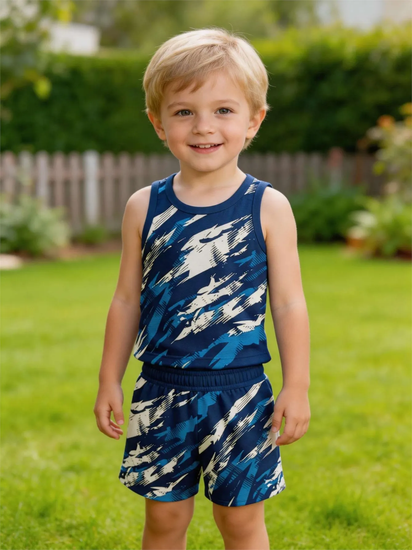 Baby vest and shorts set, summer children's sports and leisure two-piece set, breathable, sweat absorbing, quick drying fabric