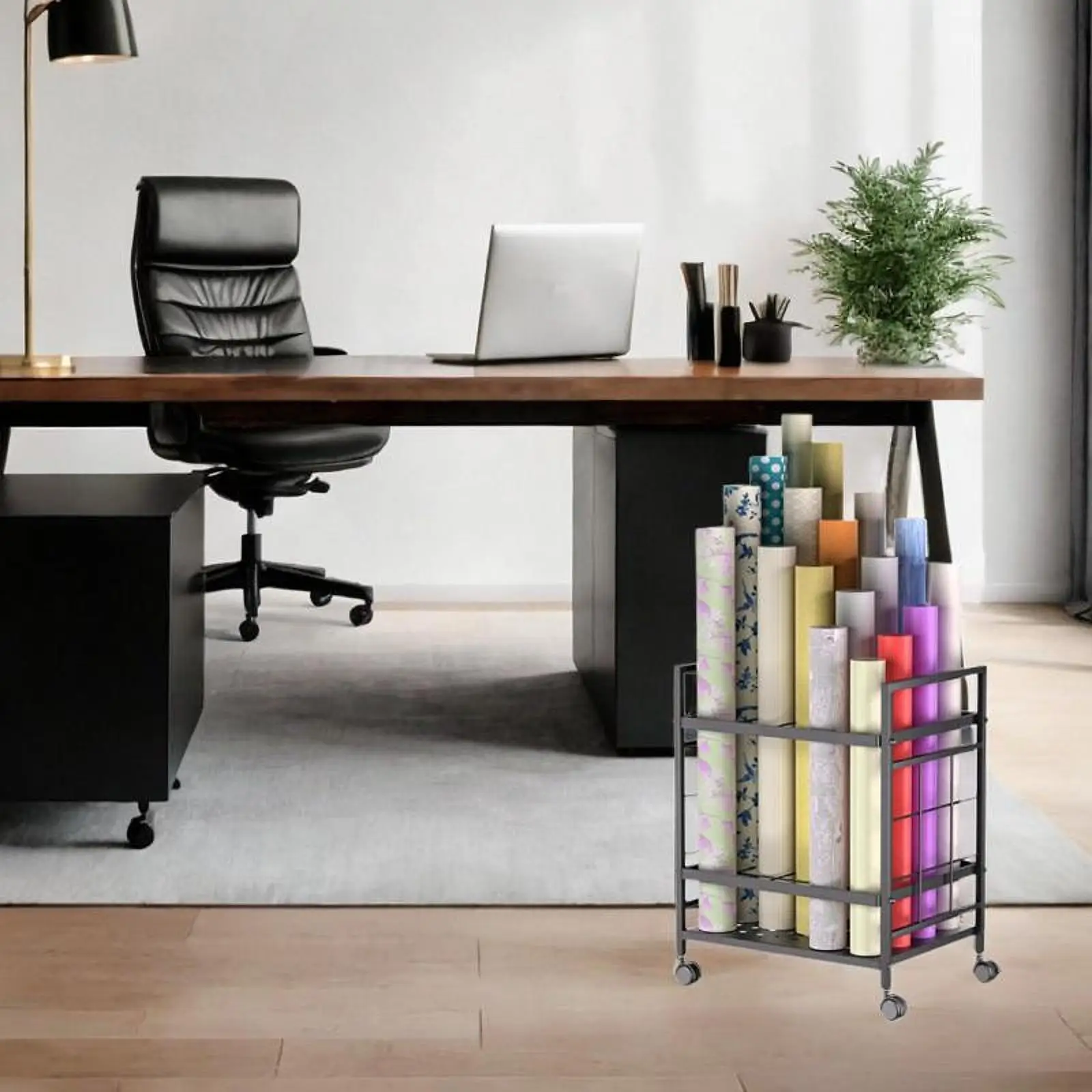 

Blueprint Storage Rack Wrapping Paper Cart Supplies Space Saving Print Rack Metal Accessories Multipurpose Poster File Holder