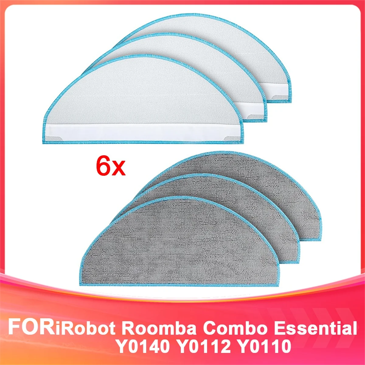 6 Pack Y0140 Mop Pads Replacement Parts for IRobot Roomba Combo Essential Y0140 Y0112 Y0110 Vacuum Cleaner