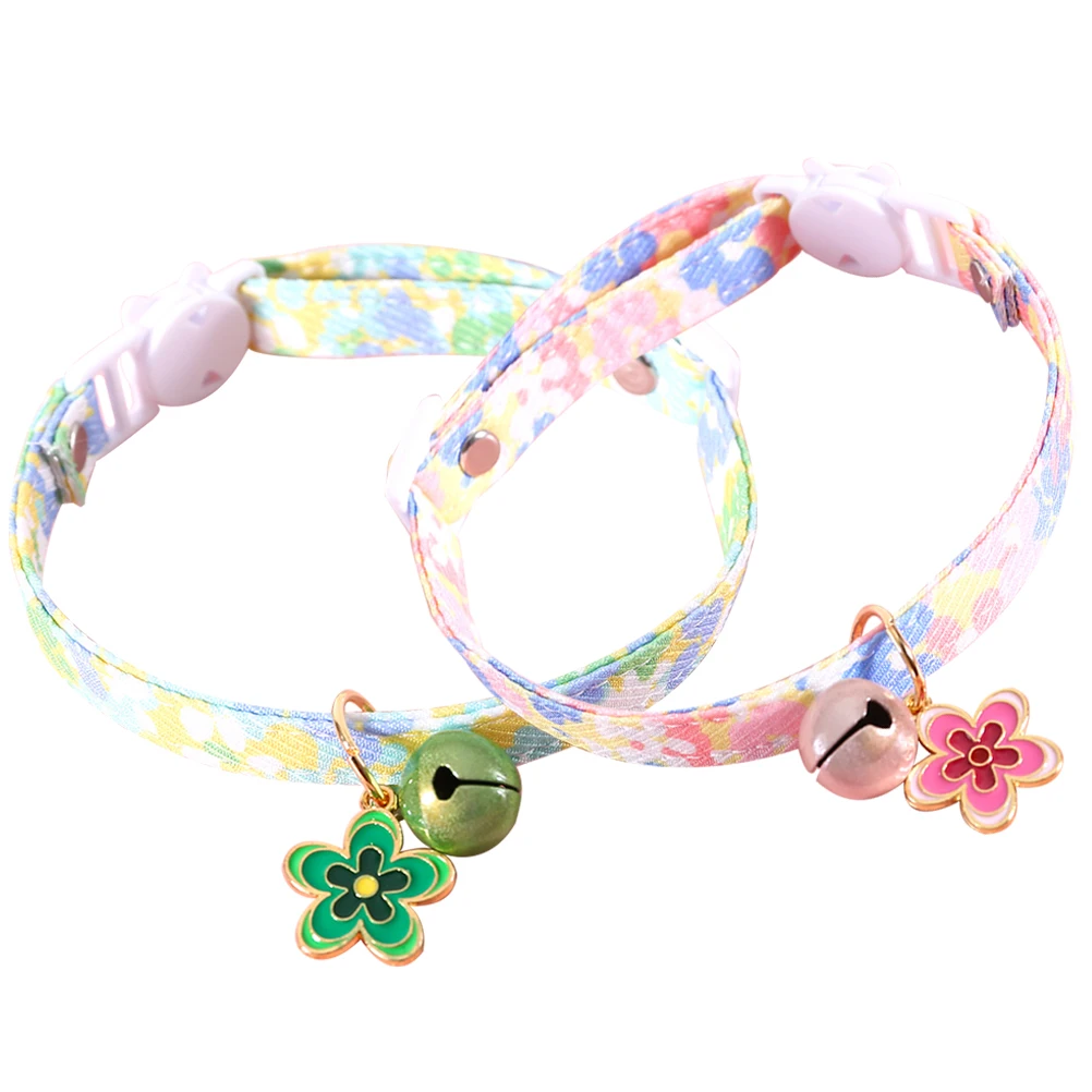 

2pcs Flower Bell Cat Collar Cotton Adjustable Pet Necklace for Cats Dogs Parties Holidays Festivals Weddings Pet