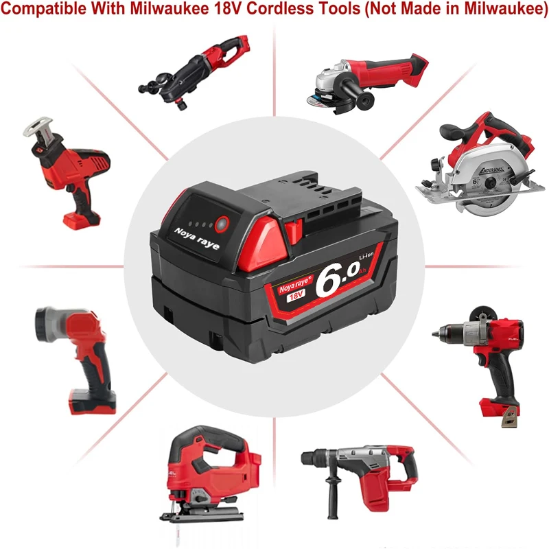 Pro Milwaukee 12V/18V 3Ah 6Ah 9Ah 18650 lithiová náhradní baterie pro Milwaukee 48-11-1860 48-11-1850 48-11-1840 nářadí - náhled 4