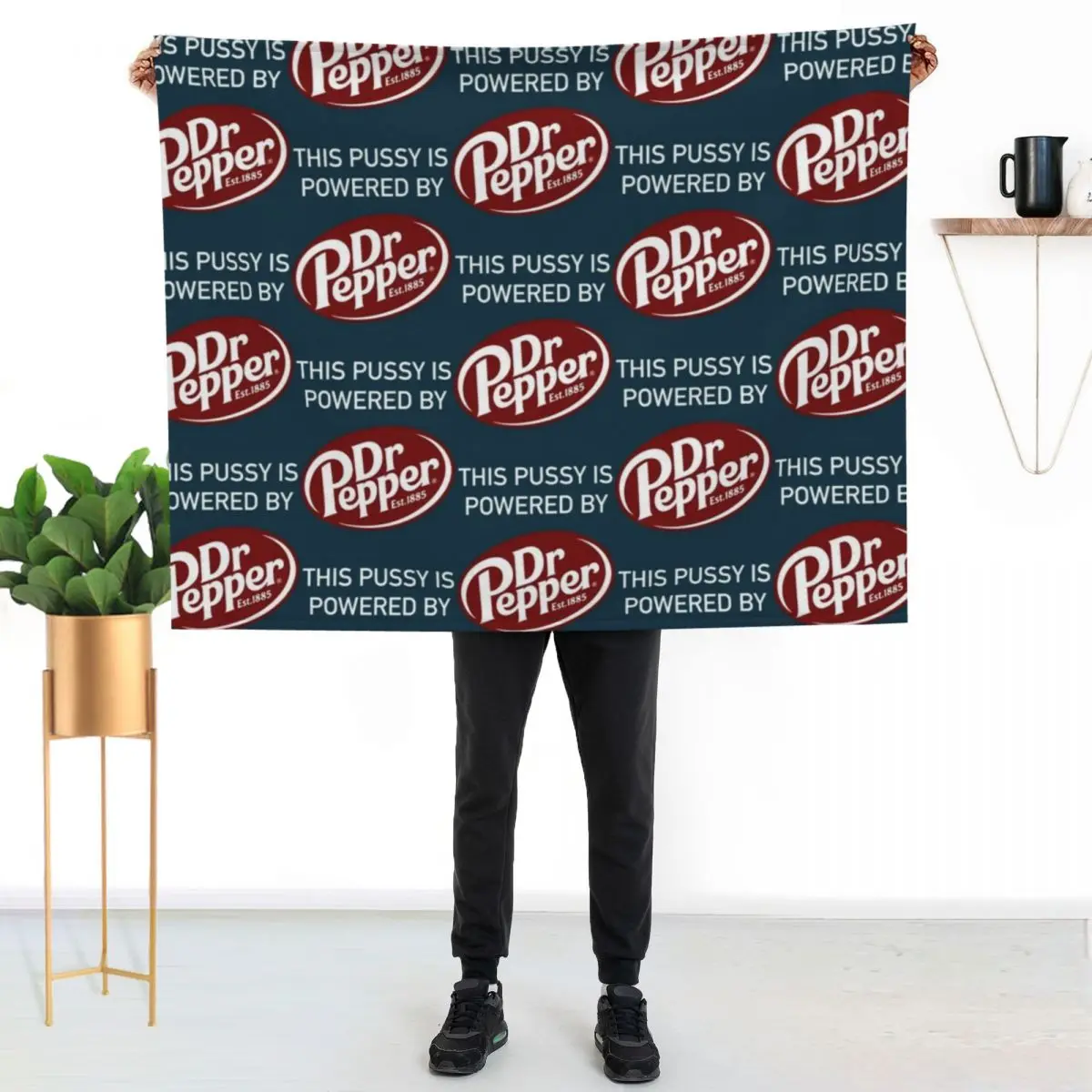 

This Cat Is Powered By Dr Pepper Throw Blanket Men's Soft Warm Throw Blanket for Couch