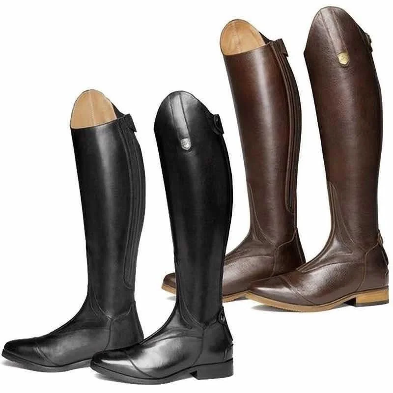 

Women Wide Shaft Medieval Costume of High Boots Horse Knee Rider PU Leather Shoes for Riding Equestrian Long Bootcut Rider