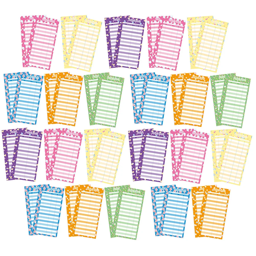 50 قطعة من أوراق الميزانية المحمولة للحلوى، عبوات المجلدات النقدية، متتبع النفقات اليومية، مكتب مخطط الميزانية #6