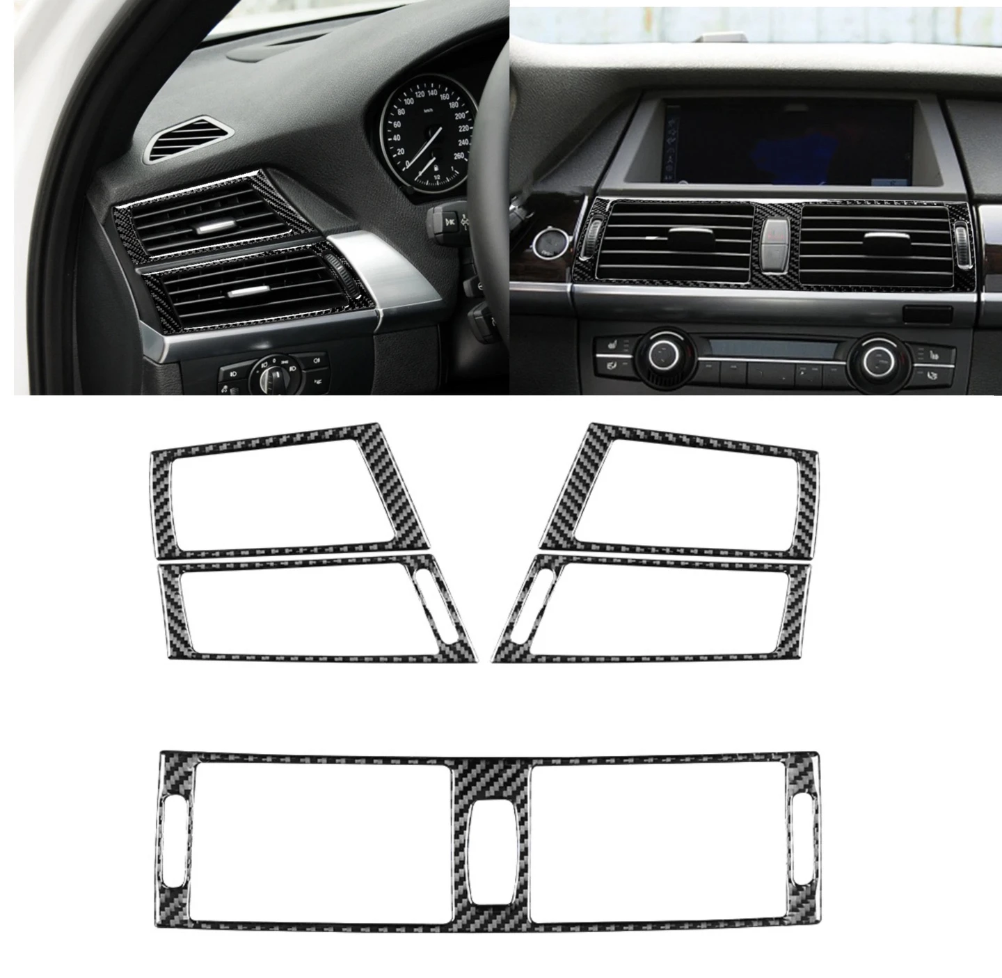 

For BMW X5 X6 E70 E71 Carbon Fiber Center Side Air Condition Air Outlet Cover Protective Trim 2008 2009 2010 2011 2012 2013