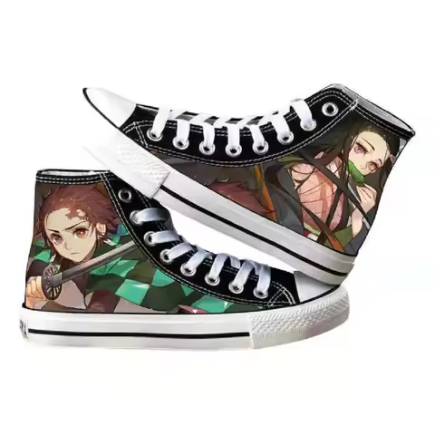 Demon Slayer Kamado Tanjirou Cosplay High Canvas Shoes Jibaku Shounen Nene Yashiro Cartoon Fashion Casual Sneaker Shoes Gift