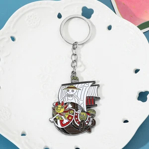 애니메이션 원피스 키 체인 원숭이 D. Luffy Pirate Metal 펜던트 친구를위한 Luffy 해적 금속 펜던트 키 체인 가방 배낭 키 링 장식 장식 선물 10 최고의 판매 해적 키 체인 - №2