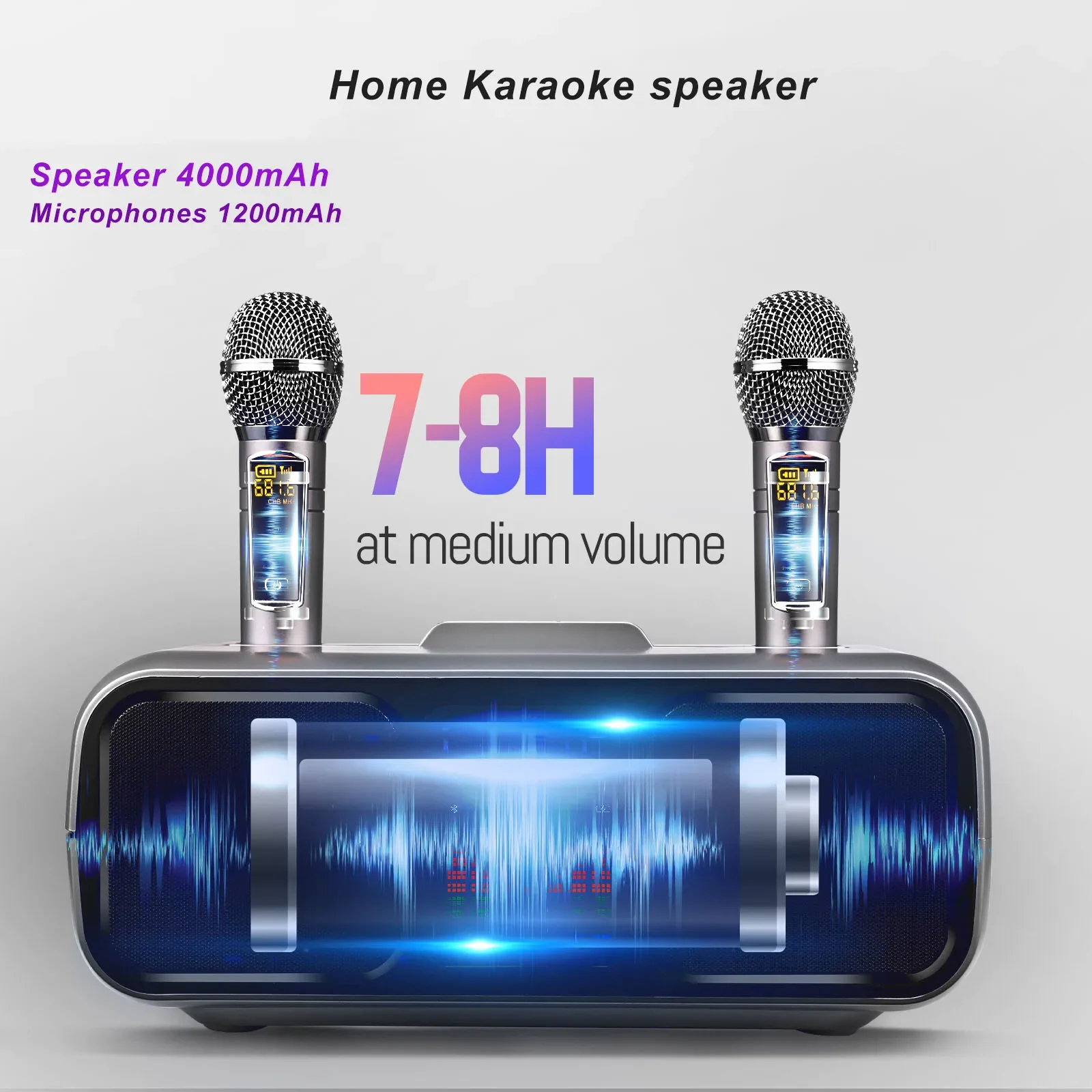 Imagem -02 - Karaoke Bluetooth Speaker Microfone sem Fio All-in-one Machine Subwoofer de Entretenimento Portátil Conjuntos Estéreo Doméstico Profissional